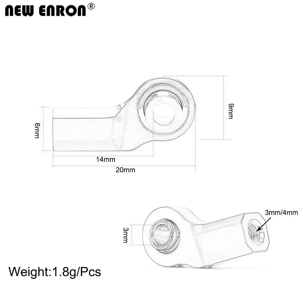 CNC M3/M4 Bent Pivot Rod End Width Balls Aluminium 6061 for 1/10 RC Crawler Car Axial TRAXXAS Tamiya