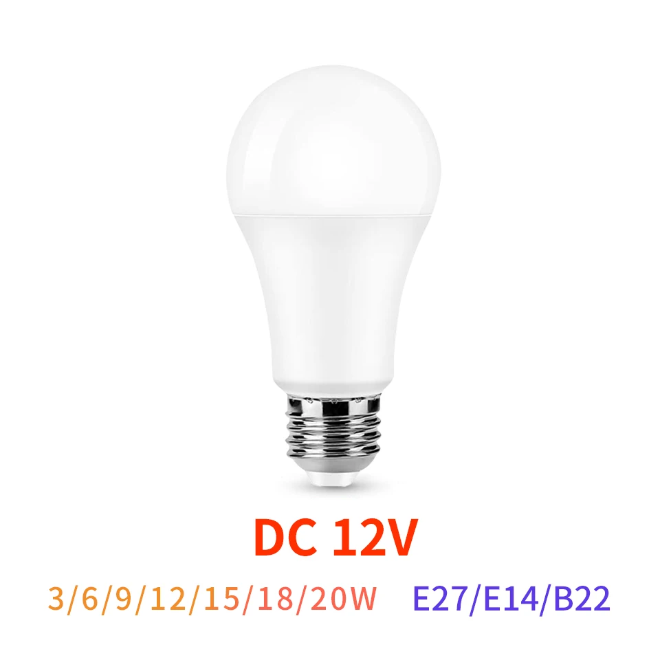 DC 12V LED Bulb E27 Lamps 3W 5W 7W 9W 12W 15W Bombilla For Solar Led Light Bulbs 12 Volts Low Voltages Lamp Lighting