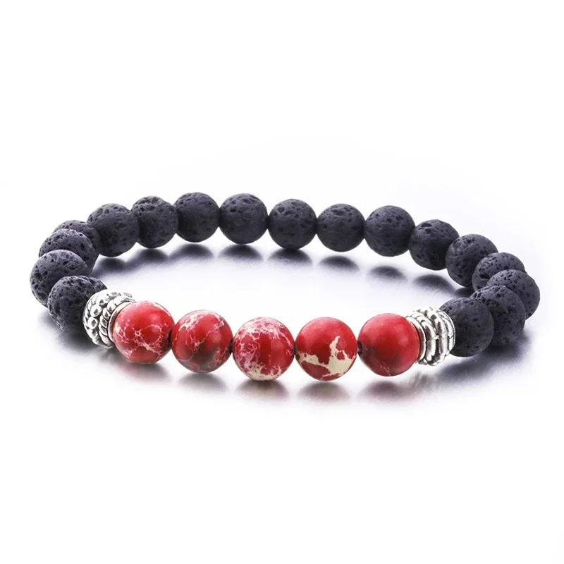 Men 8MM Tiger Eye Lava Stone Kallaite Emperor Stone Beads Bracelet DIY Aromatherapy Essential Oil Diffuser Bracelet