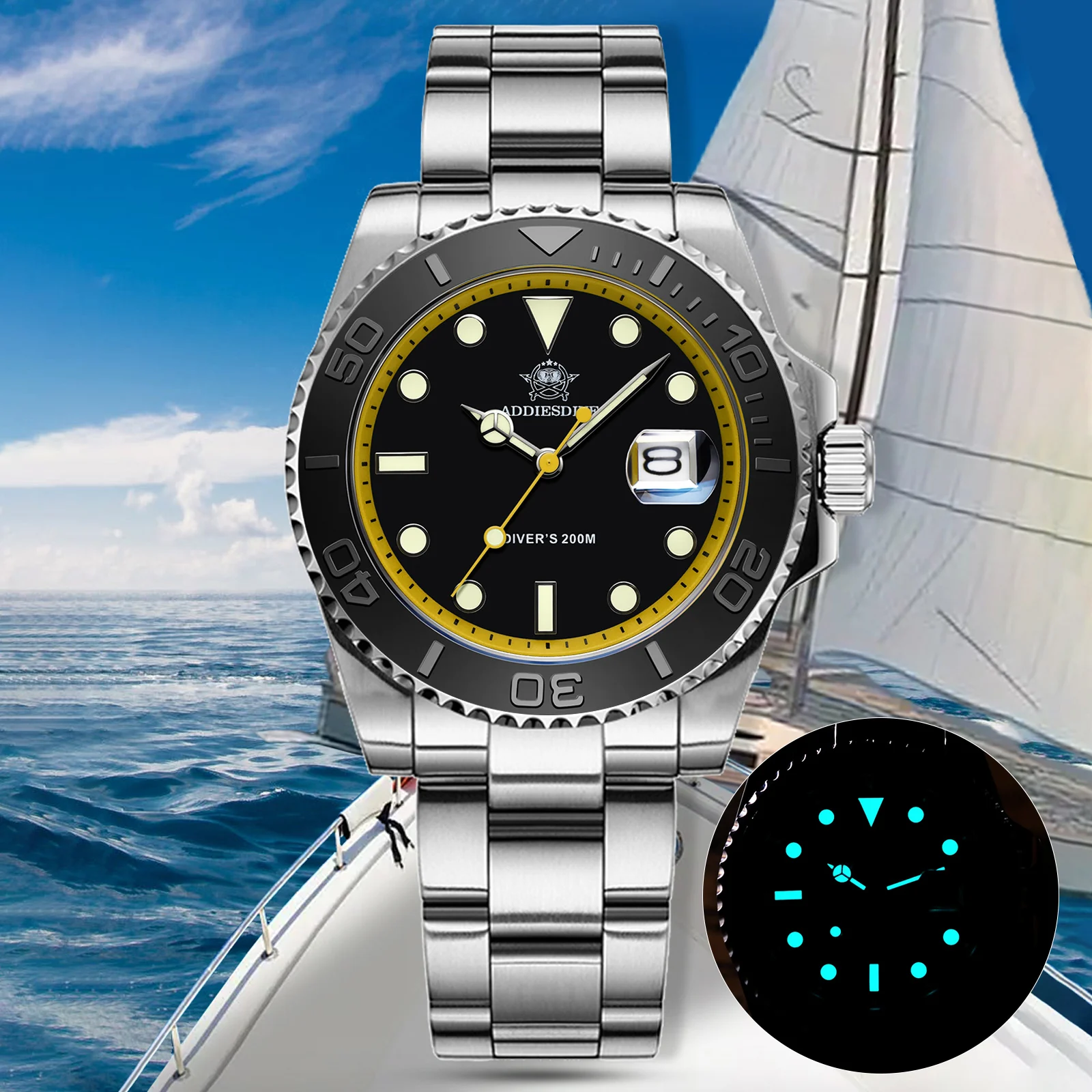 addiesdive-montre-bracelet-pour-homme-en-acier-inoxydable-avec-lunette-classique-ad2040-bgw9-lumineuse-etanche-200-m-montre-a-quartz-relogio-masculino