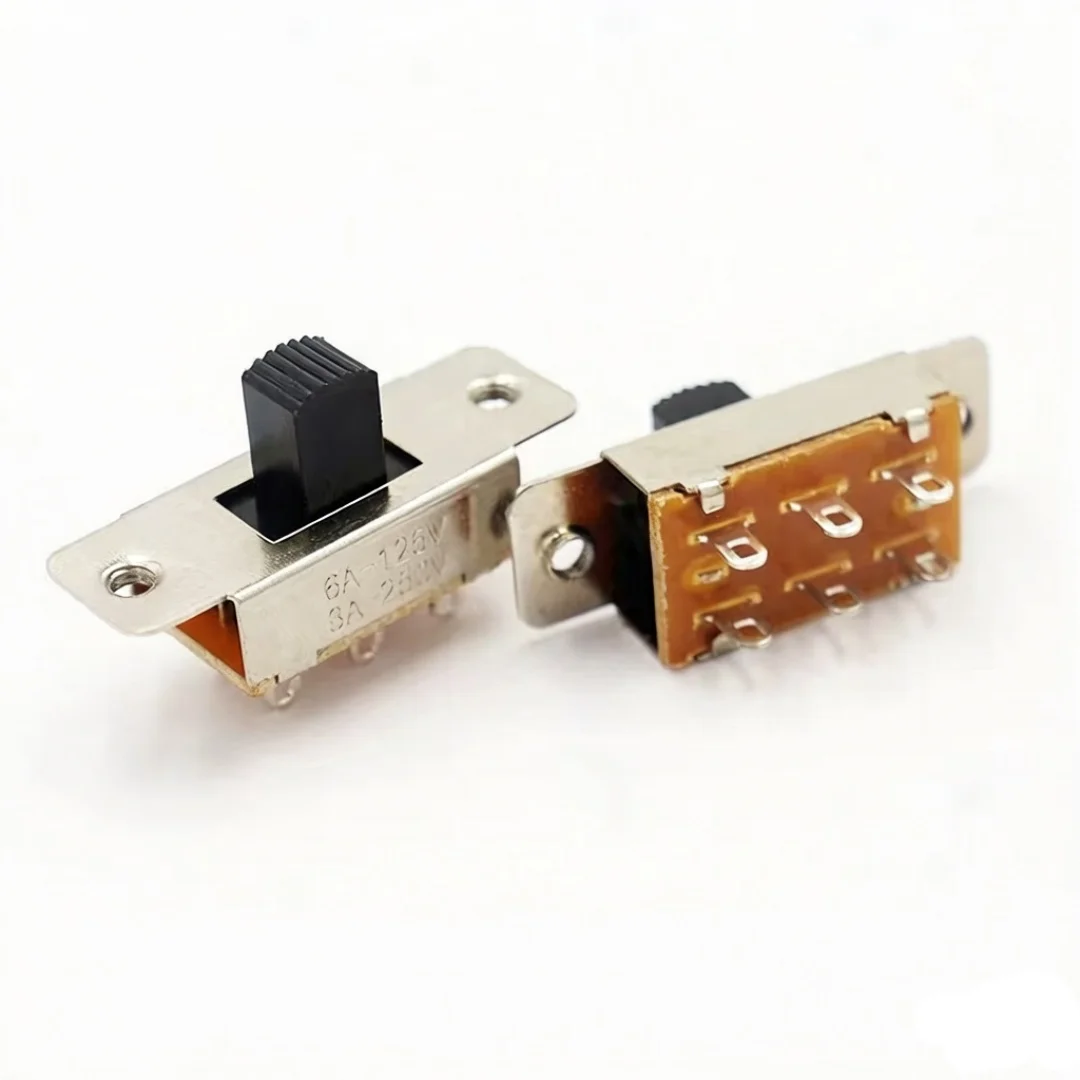 10/25 Pcs X 6 Solder Lug Pin 2/3 Position DPDT 2P2T PCB Panel Mount Mini Slide Switch SS-22L15