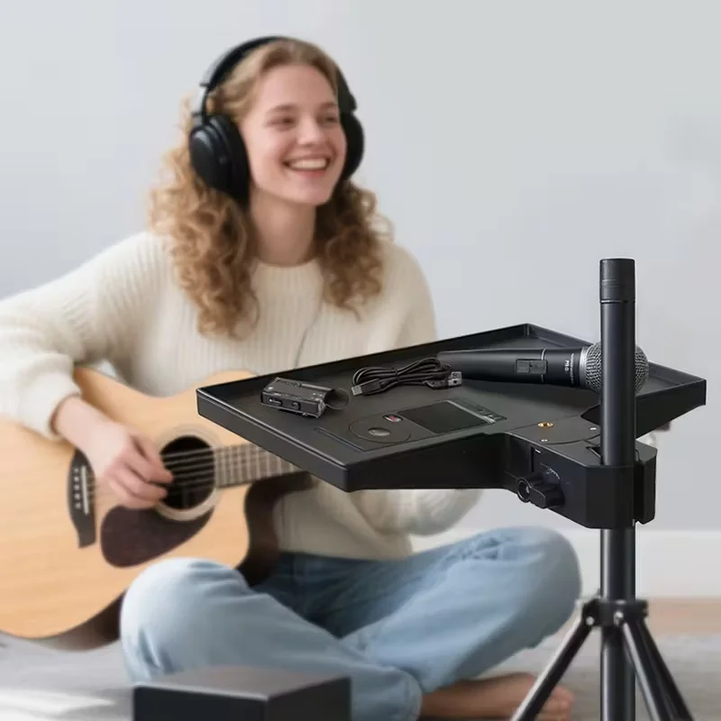 Vassoio regolabile per scheda audio per microfono: costruzione resistente, base stabile, per studio, streaming live, podcasting, registrazione domestica