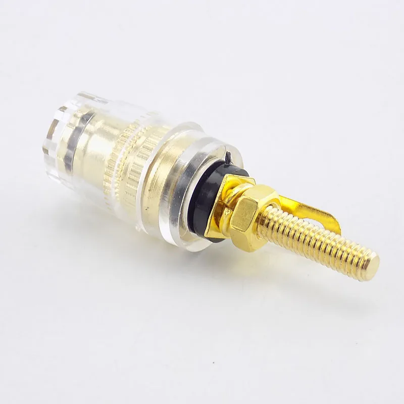 4mm Banana Plug Amplifier Speaker Binding Posts Oxidation Resistance Brass Terminal Transparent Gold Plated Audio Connector E4