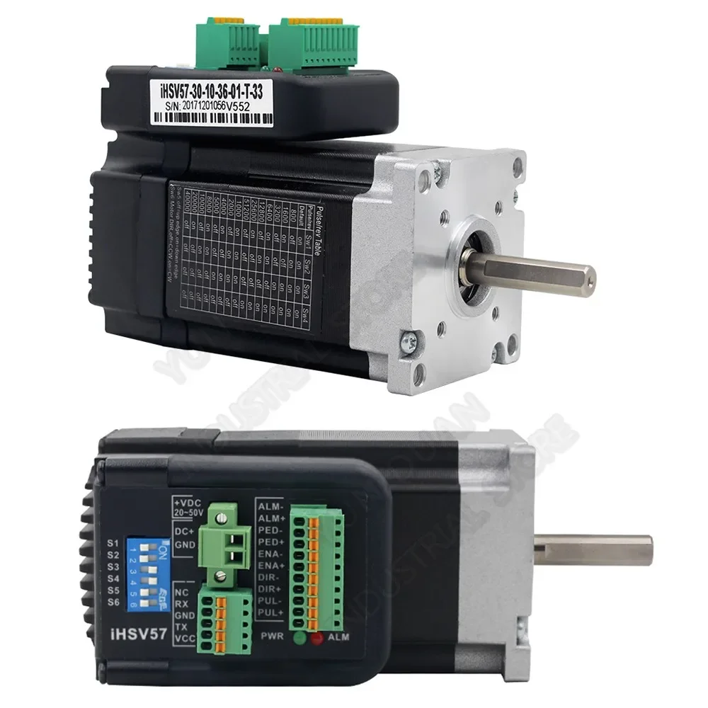 

100W 3000RPM Integrated Servo DC NEMA23 57mm 3PH 0.29Nm 36VDC DSP Hybrid Closed Loop 57 Motor Driver Encoder for AGV Robot CNC