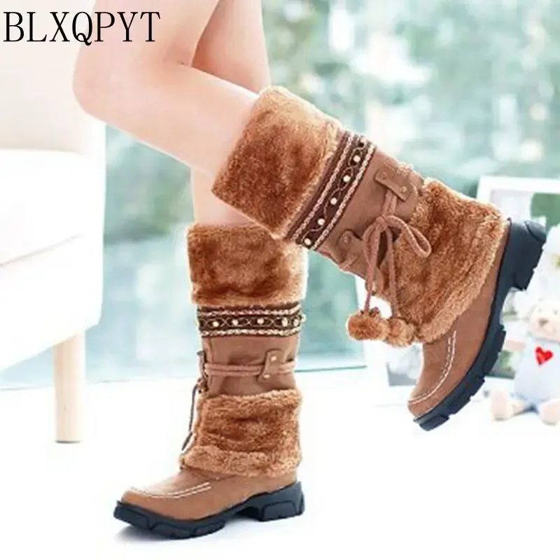 

Женские зимние ботинки Botas De Mujer, зимние теплые ботинки высокого качества на толстой плюшевой платформе, большие размеры 35-43, 808
