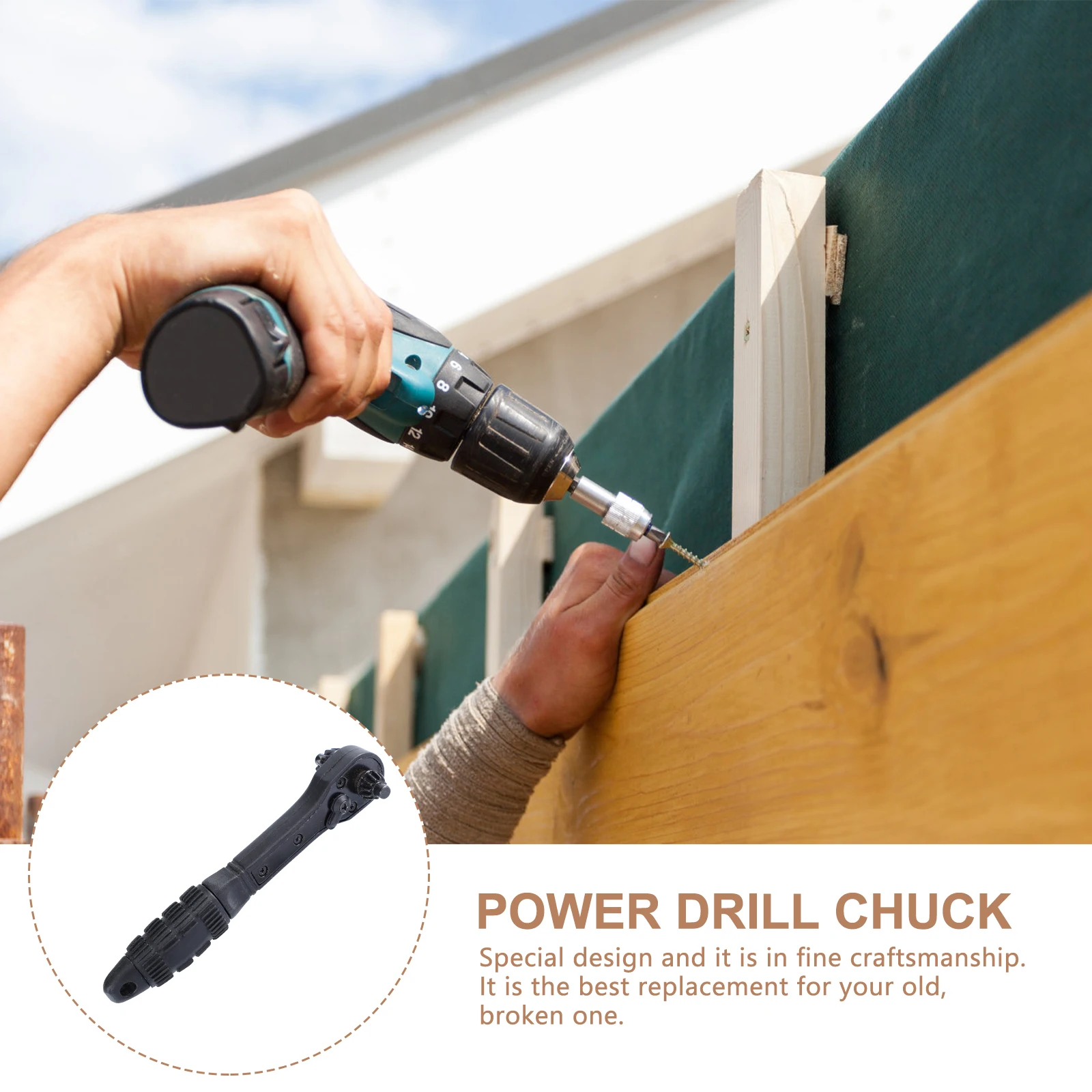 

Ratchet Wrench Power Drill Chuck Electric Clamping Tool Spanner Dual Use Non Slip Rust Proof Design Suitable Most Drills