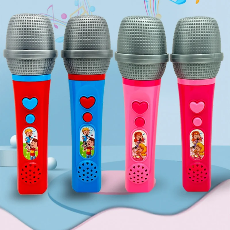 Kids Cartoon Simulated Singing Amplified Microphone Toys Small Host Fake Plastic Microphone Children\'s Puzzle Singing Toys