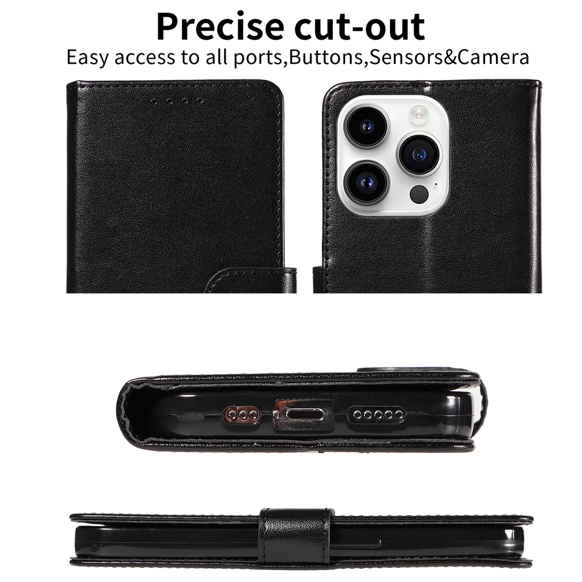 High Quality Faux Leather Phone Case for IPhone 14 13 11 Pro Pro Max Plus Mini Card Slot Clamshell Case,Wallet Function image 4