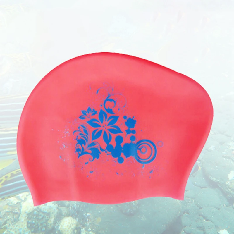 Cuffia da nuoto in Silicone floreale per copertura per capelli lunghi donna cappuccio da immersione impermeabile cappello elastico per la protezione