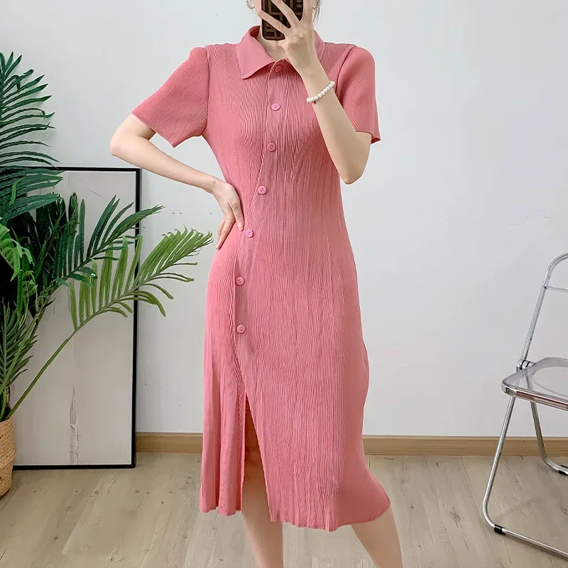 

Pleats Pleated Dress 2024 Women Summer New Senior Sense Temperament Slim Thin Round Neck Sleeveless Undershirt Long Skirt