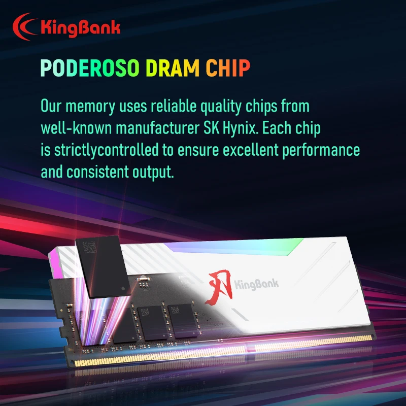 KingBank 메모리 DDR4 RAM PC 16GB X2 16GB 32GB 4000MHz RGB RAM 화이트 방열판 OC 성능, 데스크탑 하이닉스 칩 CL19 용