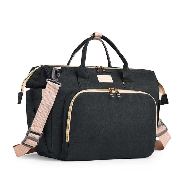 حقيبة سفر كبيرة السعة بتصميم قماش أكسفورد، حقيبة كتف واحدة متعددة الوظائف للتعليق على عربة الأطفال وحقيبة أمومة