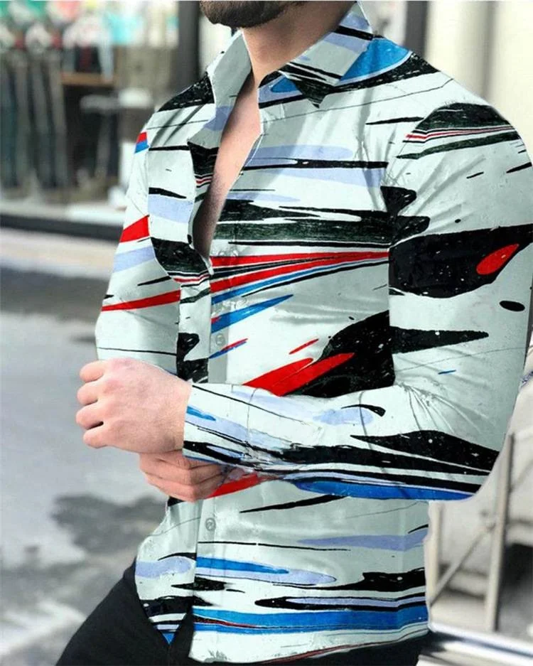 Impreso largo Sve hombres irt frente abierto otoño prendas de vestir exteriores cuello Regular fino especial ajuste ancho otro marca