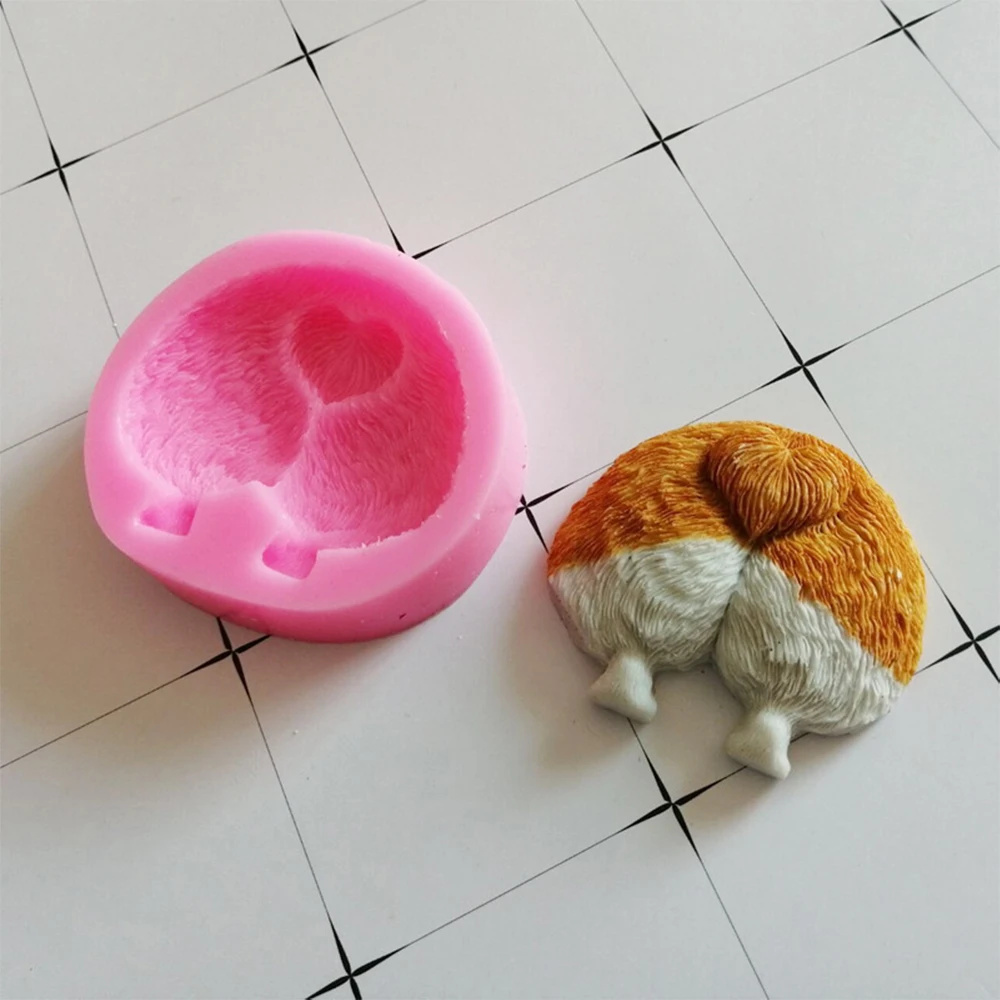 3D Cute Corgi Ass Silione Cake Molds DIY Chocolate Fondant Biscuit Baking Cake Decorating Tools Scented Candle Molds Clay Moulds