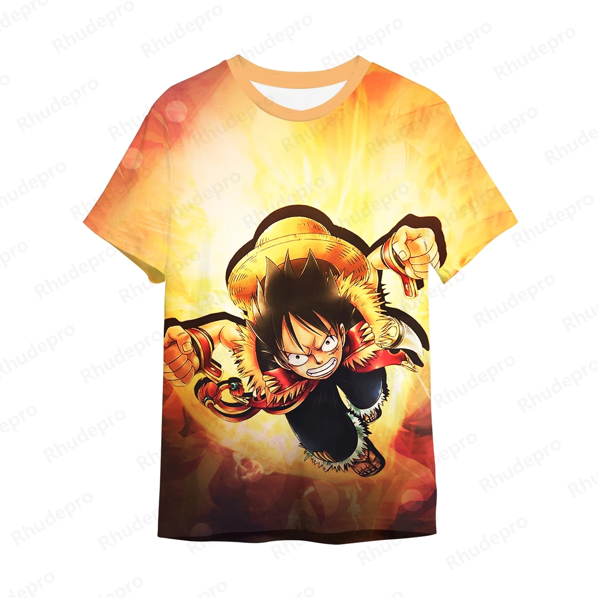 Summer Men's Anime One Piece Monkey D. Luffy 3D Printing Role Play Women's And Children's Street T-shirts Unisex Large Top