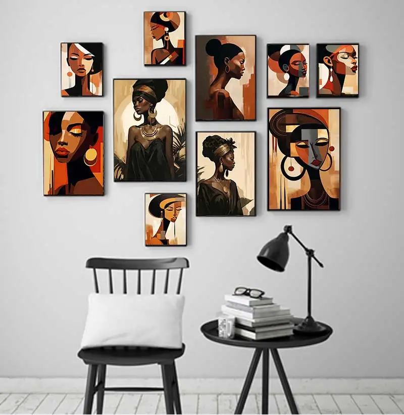 Phenomenal Level Wall Art Colour Block TextureSenseBohemian African Women HD Canvas Poster Prints Living Room Bedroom Home Decor