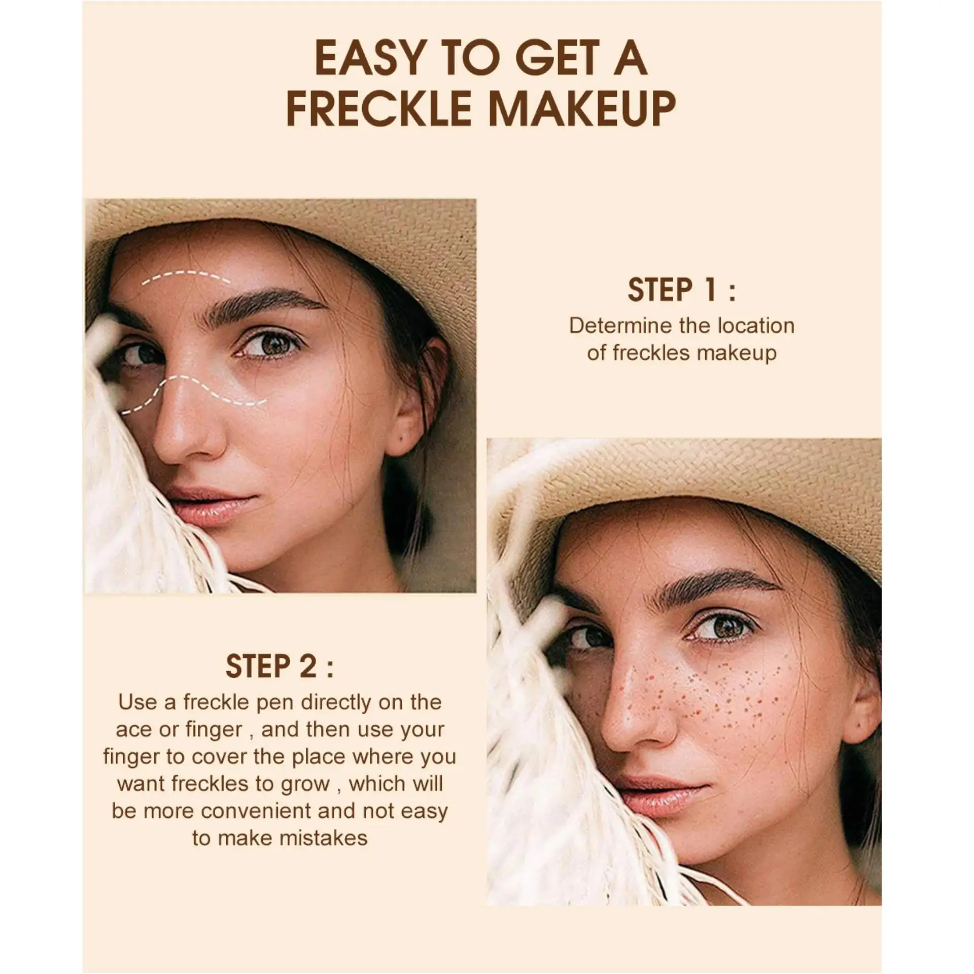 4 SZT. Naturalne Piegi w Pisaku Długotrwały Wodoodporny Makijaż Efekt Utrzymanego Słońca Kropki Rozświetlacz Miękki Brąz Kosmetyk do Twarzy