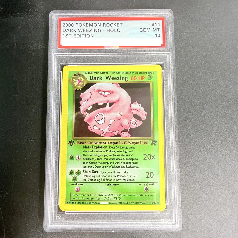 dark weezing pokemon card value DIY PTCG Rating Card 2000 ROCKET DARK WEEZING - HOLO 14/82 Collection Card  Copy 10Points Rating Card Anime Game Gift Toy