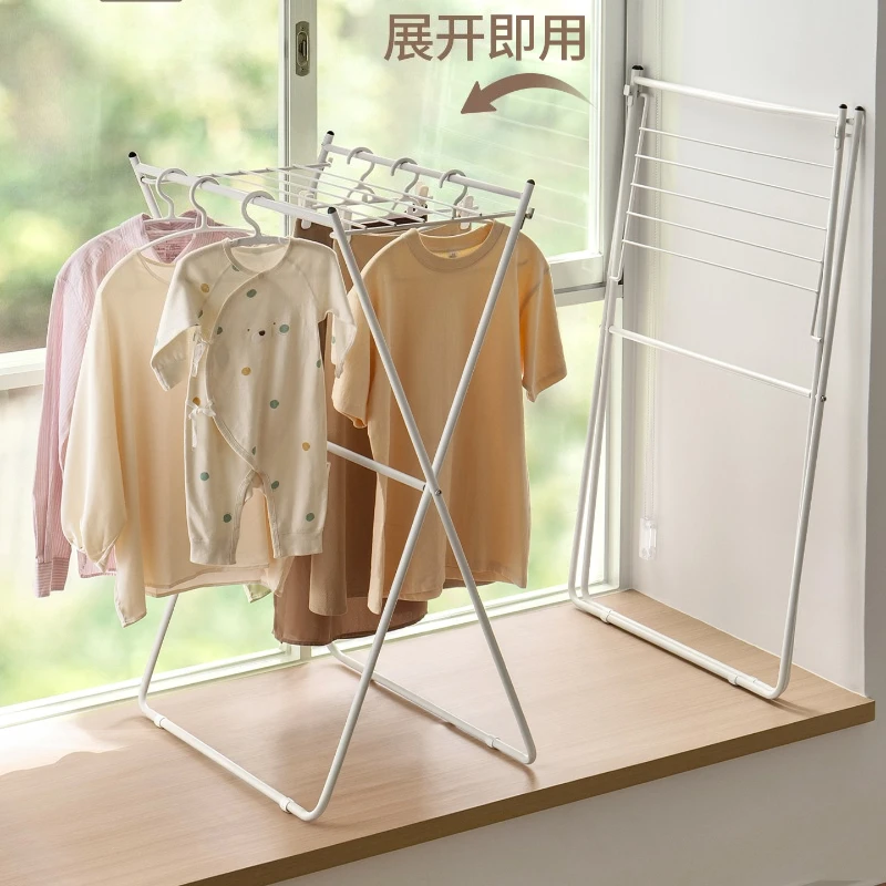 Compact Sturdy Foldable Clothes Drying Rack, Multi-Functional Floor Stand for Indoor Balcony & Window, Space-Saving Laundry Rack