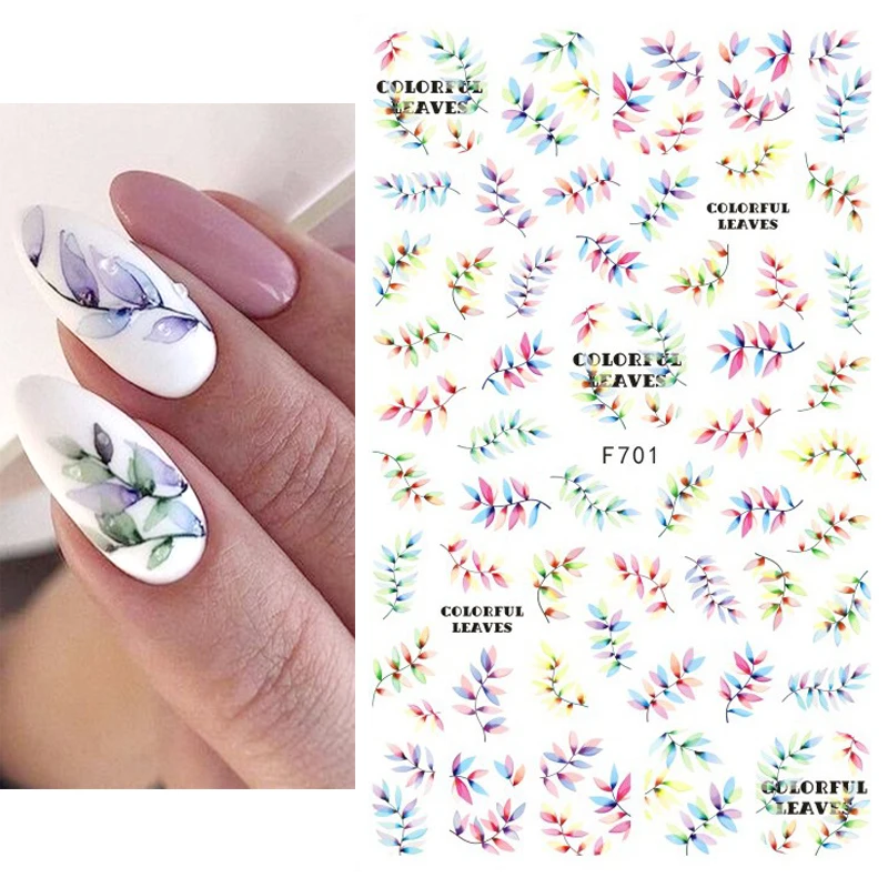 Nail Art Aufkleber Aquarell Blätter Sommer Bunte Tropische Blätter Zurück Kleber Nagel Aufkleber Dekoration Für Nagel Tipps Schönheit