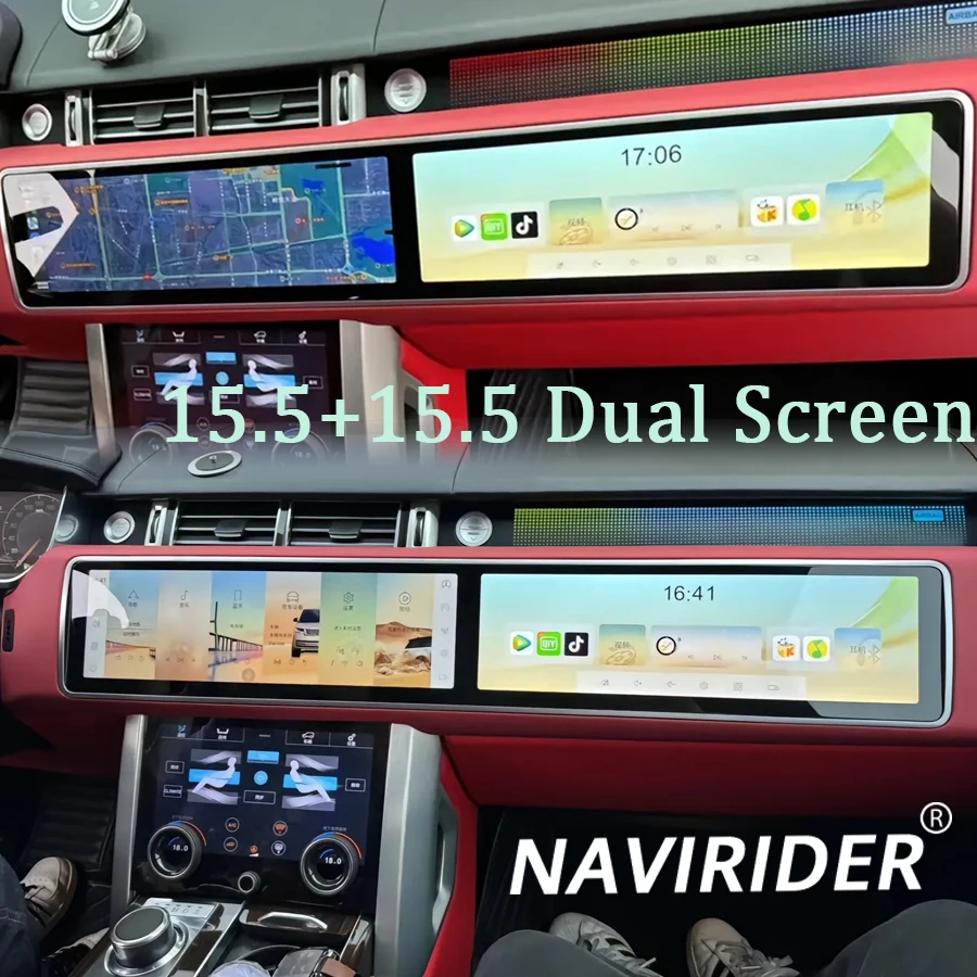 15.5+15.5'' Dual Screen Android For Land Rover Range Rover Sport L494 2013 2017 Upgrade Auto Carplay 4G+WIFI Receiver Car Radio