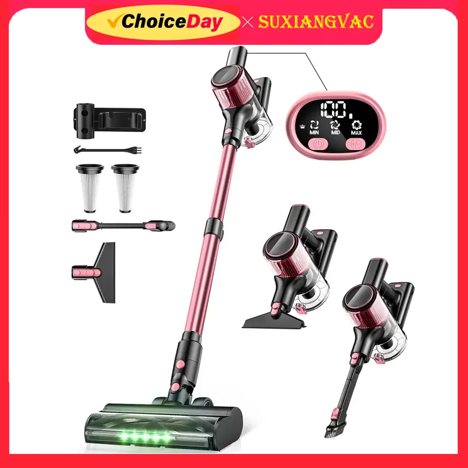 مكنسة كهربائية لاسلكية، 3 أوضاع لشعر الحيوانات الأليفة، قوة شفط 40 كيلو باسكال، وقت تشغيل 45 دقيقة، للسجاد والأرضيات