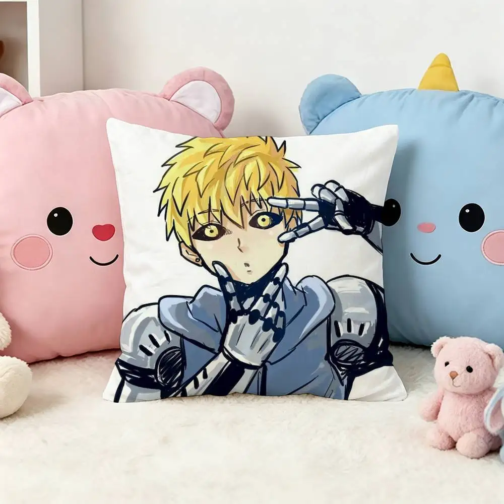 One-Punch Man Genos Square Double-Sided Printed Pillow Case Sofa Cushion Cover Bedroom Bedside Decor