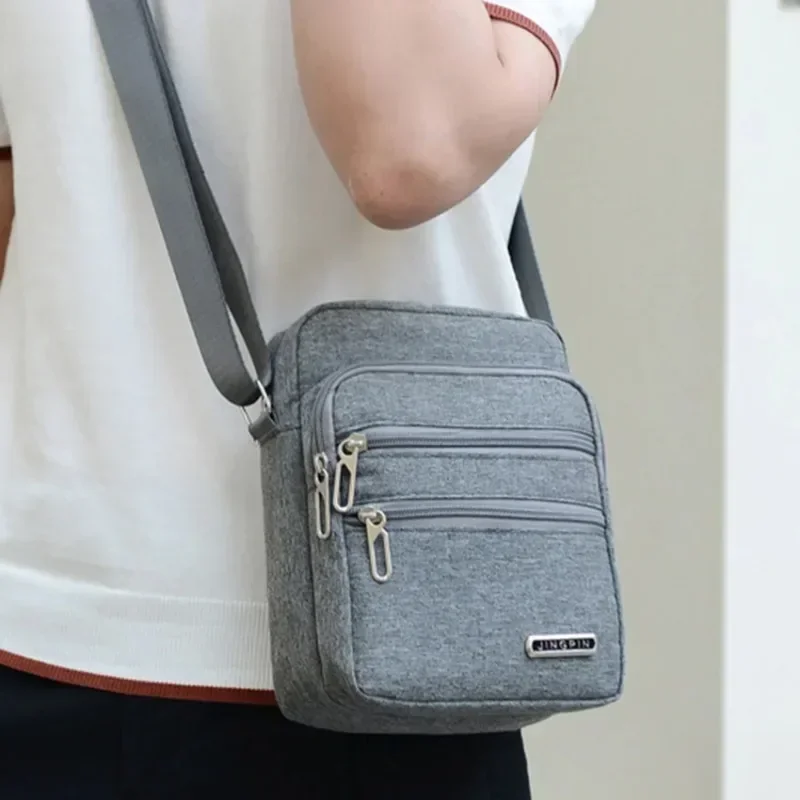 Men's Shoulder Bag Business Leisure Large Capacity Portable Handbag Zipper Multi Layer Waterproof Summer Male's Crossbody Bags