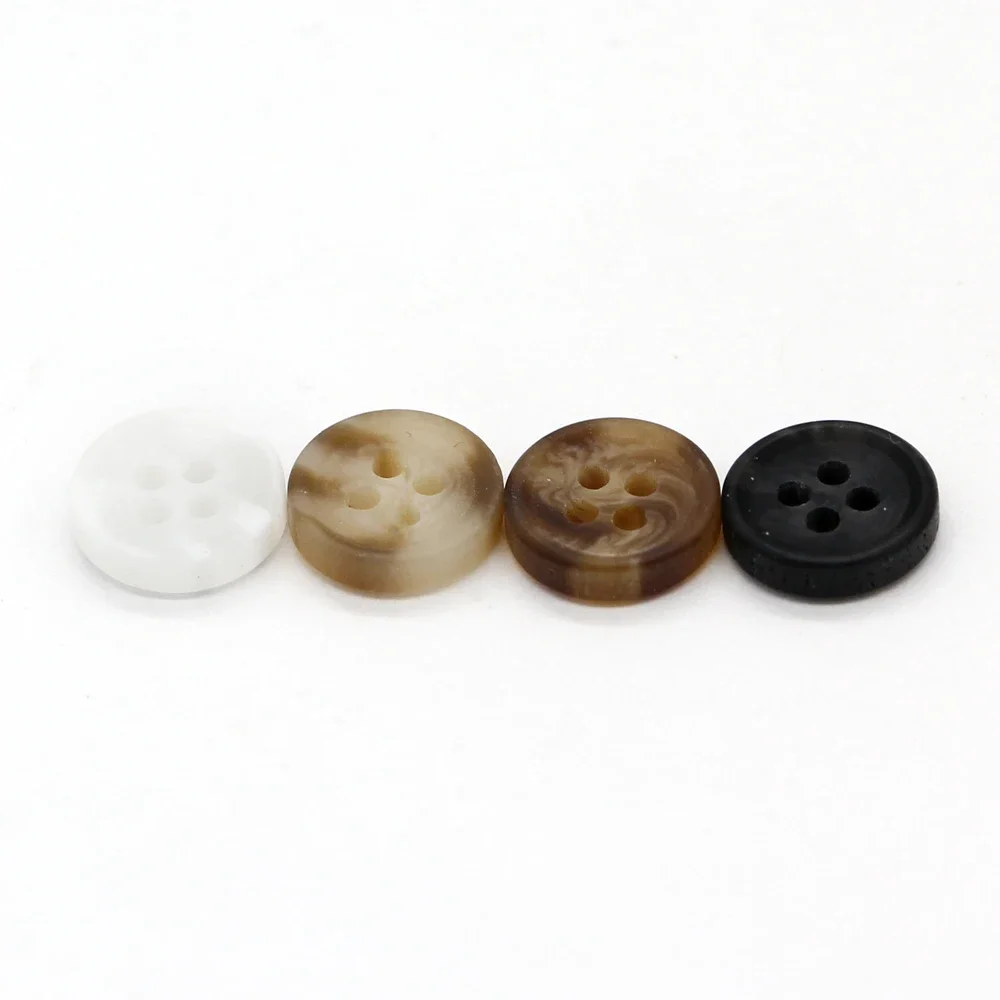 HENGC 4 Holes 9/10/11mm Fashion Horn Resin Buttons for Clothes Business Shirt Dress Cardigan Handmade Decorations