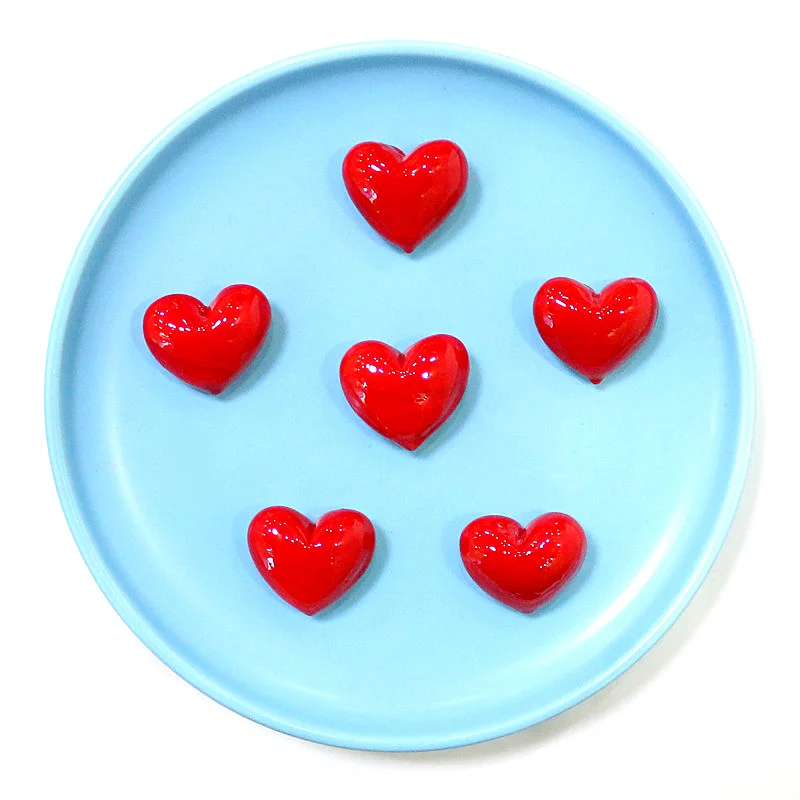 2pcs Murano Glass Heart Shape Ornaments Cute Red Love Trinkets for Home Table Wedding Room Aquarium Bonsai Valentine's Day Decor