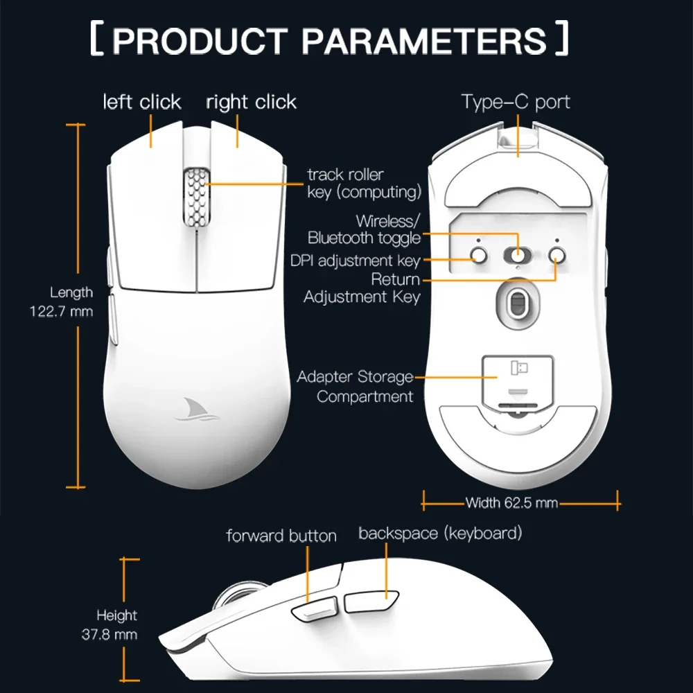 Imagem -06 - Motovelocidade-darmoshark M3s Pro Mouse para Jogos sem Fio Mouse pc Computador Office Mouse Bluetooth Interruptor Huano Pam3395 N52840