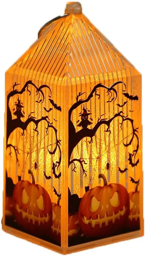 Halloween-lantaarn LED-lampen 4 kunst hangende decoratie ornamenten lamp vlamloze pompoen spookfeestkaars retro
