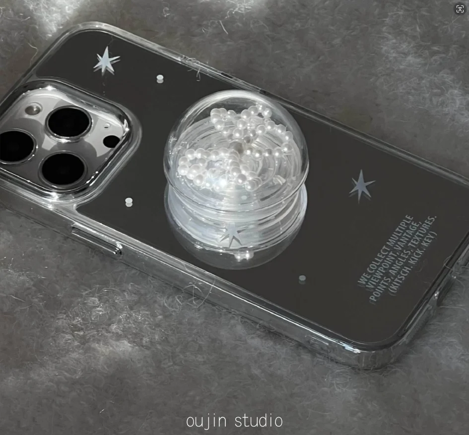 The same Korean Sweet Star print bow airbag phone holder is used for the telescopic desktop of the phone case