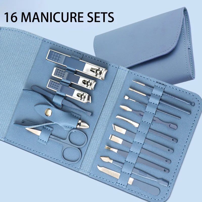 16 peças kit de cuidados com as unhas aço inoxidável manicure pedicure acne agulha cortador de unhas conjunto multifultional cortador de unhas novo