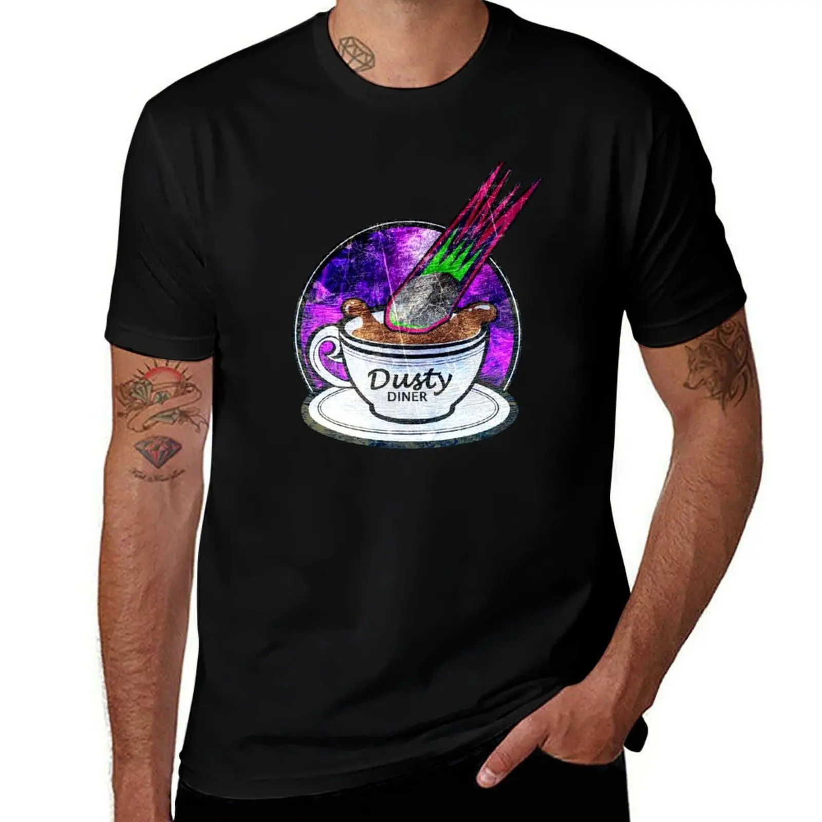 Dusty Diner Coffee Cup (Alt) T-Shirt Minimalist Plain Crew Neck T-Shirt