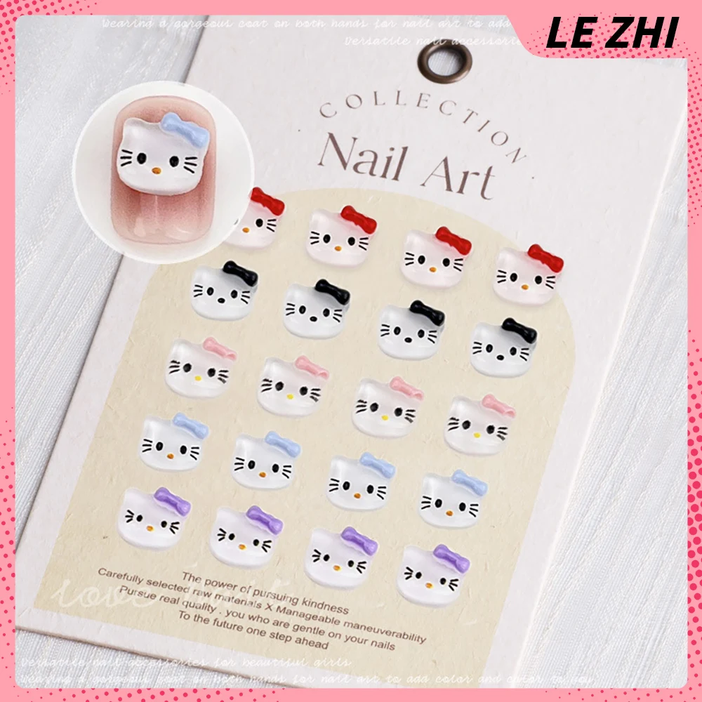 Transparent Kawaii Hello Kitty Cartoon Party Nail Sticker Art Charms 3D Stereo Art Resin 20Pcs Diy Party Manicure Sticker Charms