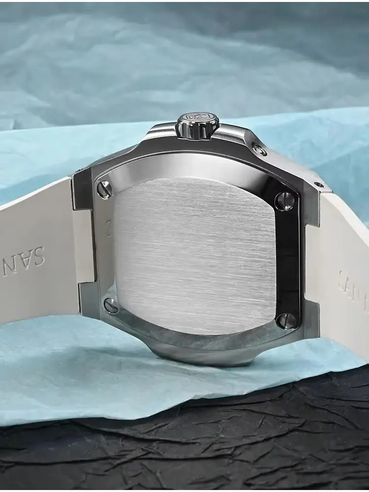 San Martin 24mm FKM Rubber Strap Fuoroelastomer Watchband 316L Stainless Steel Pin Buckle Durable Correa Reloj SF0009