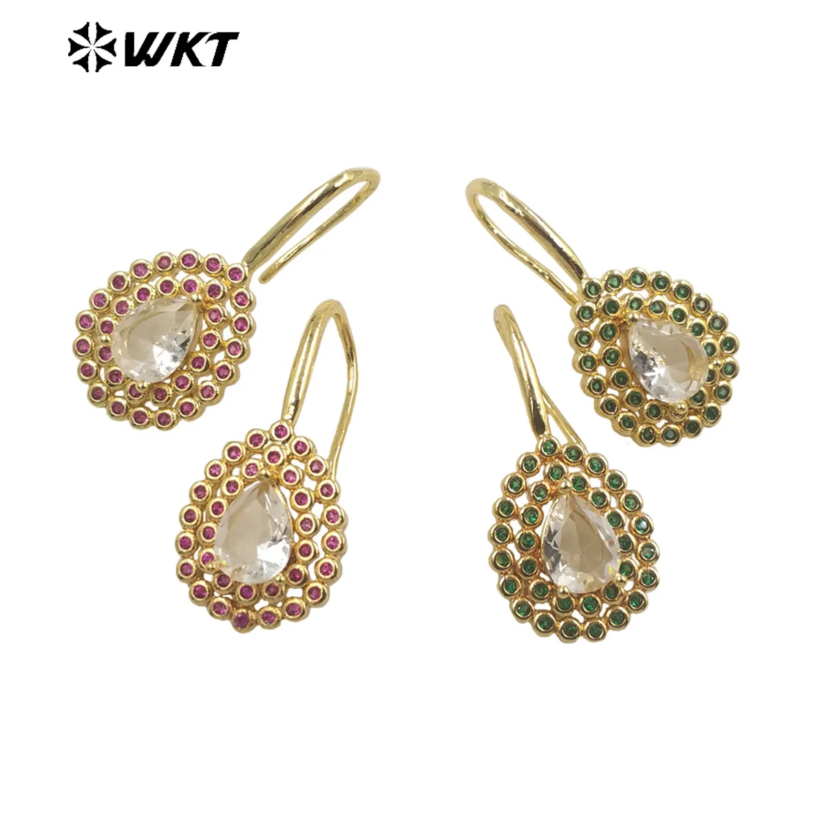 

WT-ME089 Wholesale new fashion Gold plated women zircon Earrings Trendy long Hoop drop earrings in colors