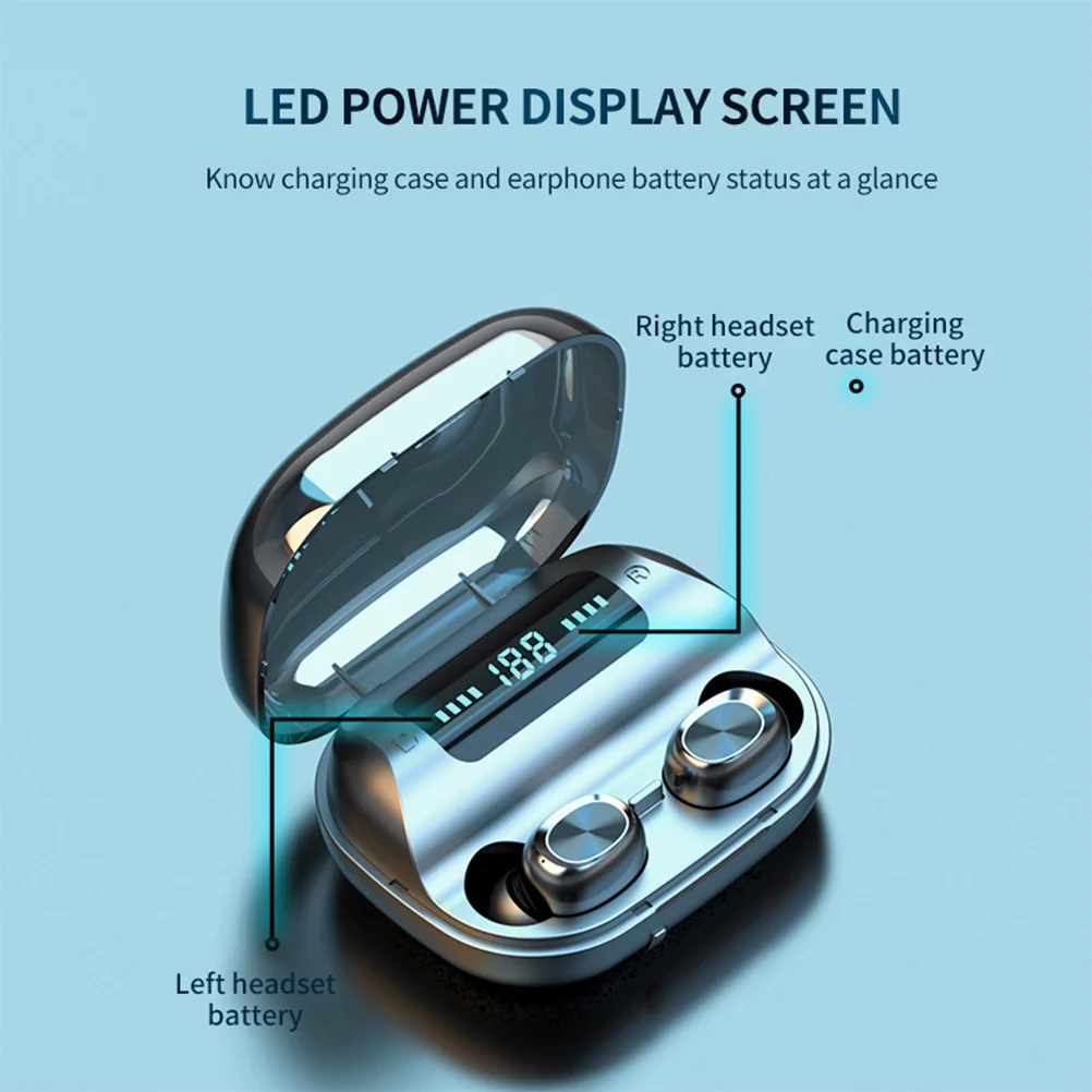 

Headphones Waterproof Hifi Control Noise Reduction Portable Charging Dock LED Display Comfortable Wear