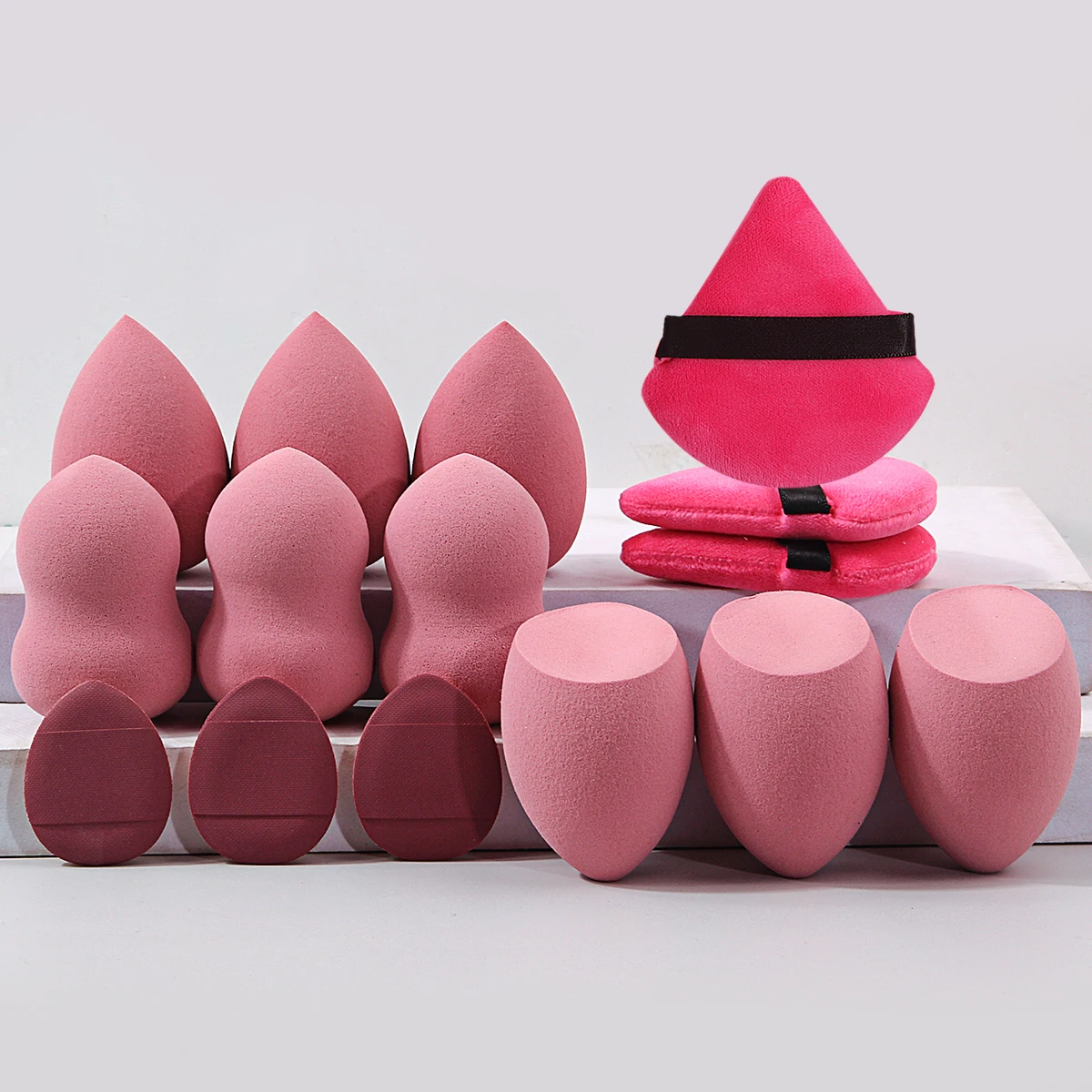 15PCS multifunctionele draagbare spons poederdons set schoonheid ei zachte driehoek poederdons mini duim poederdons make-up tools