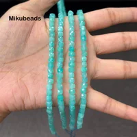 Perles carrées à facettes en amazonite du Mozambique, naturelles, 4x4mm, pour la fabrication de bijoux, collier, bracelet, Mikubeads, vente en gros 6