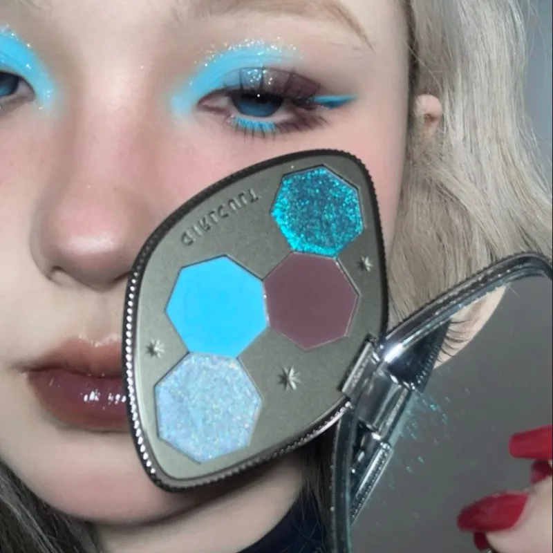 Girlcults Make-up Gepresste Glitzer-Lidschatten-Palette Schimmer Matt Chamäleon 4 Farben Langanhaltender Lidschatten Kosmetik Komplettset