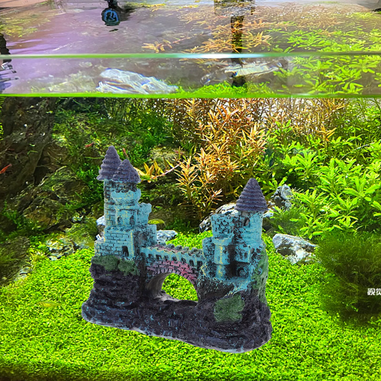 

Resin Castle Aquariums Ornament Villa Shape Hiding Cave Rockery Shelter Landscaping Habitat for Aquarium Creatures