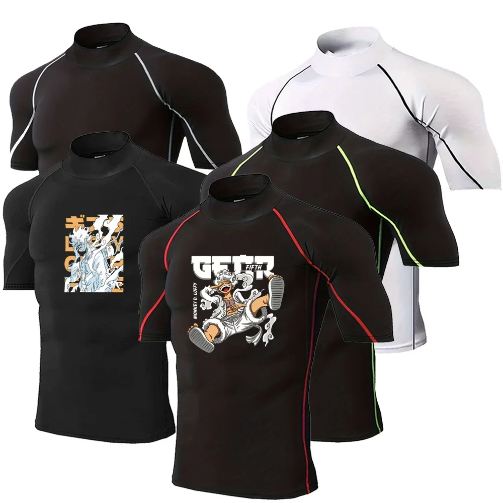

Fashion Round Neck Men's Tight T-shirt in Summer Hot-selling Sports Jogging Tops Turtleneck Casual Fitness Clothing S-3XL