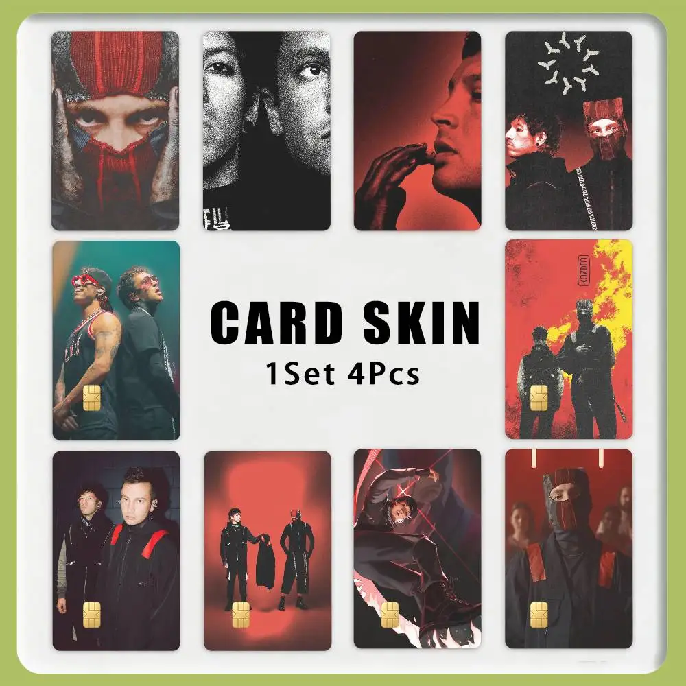 T-Tyler Joseph T-Twenty One P-Pilots 1Set 4Pcs Waterproof Card Skin Stickers for Credit Bus IC Cards