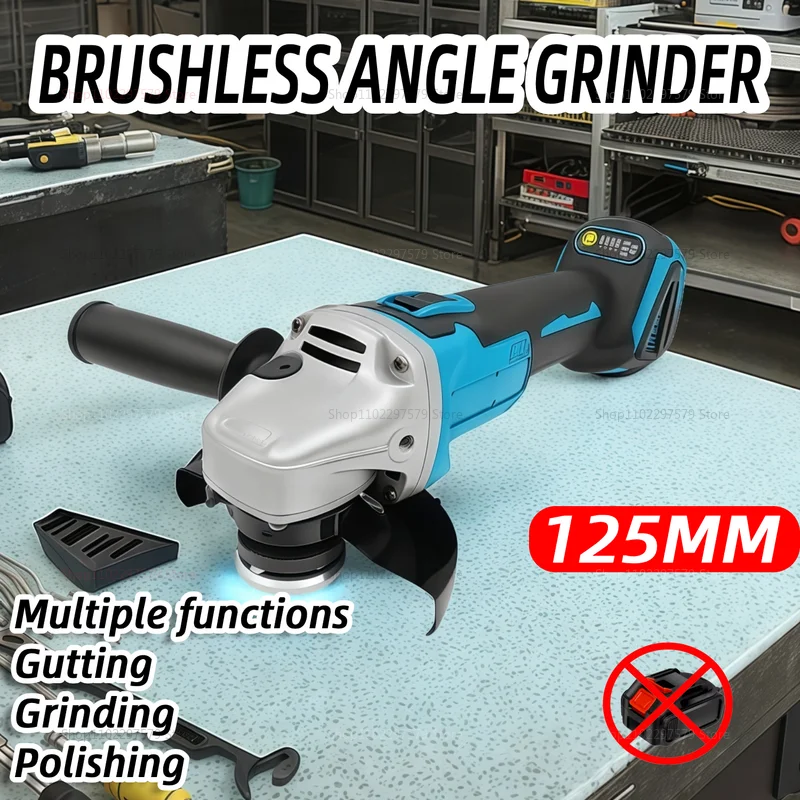 Szlifierka kątowa akumulatorowa 125mm 8500RPM niebieska do polerowania i szlifowania metalu, z mocowaniem na akumulator Makita.