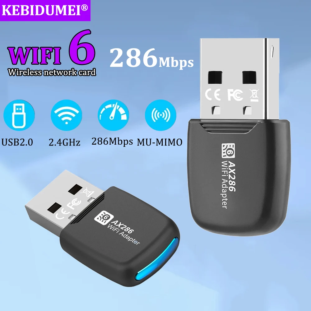 USB WIFI Adapter WIFI 6 AX286 Wireless Network Card Mini USB Dongle 2.4GHz WiFi Receiver For PC Laptop Windows 10/11 Driver Free