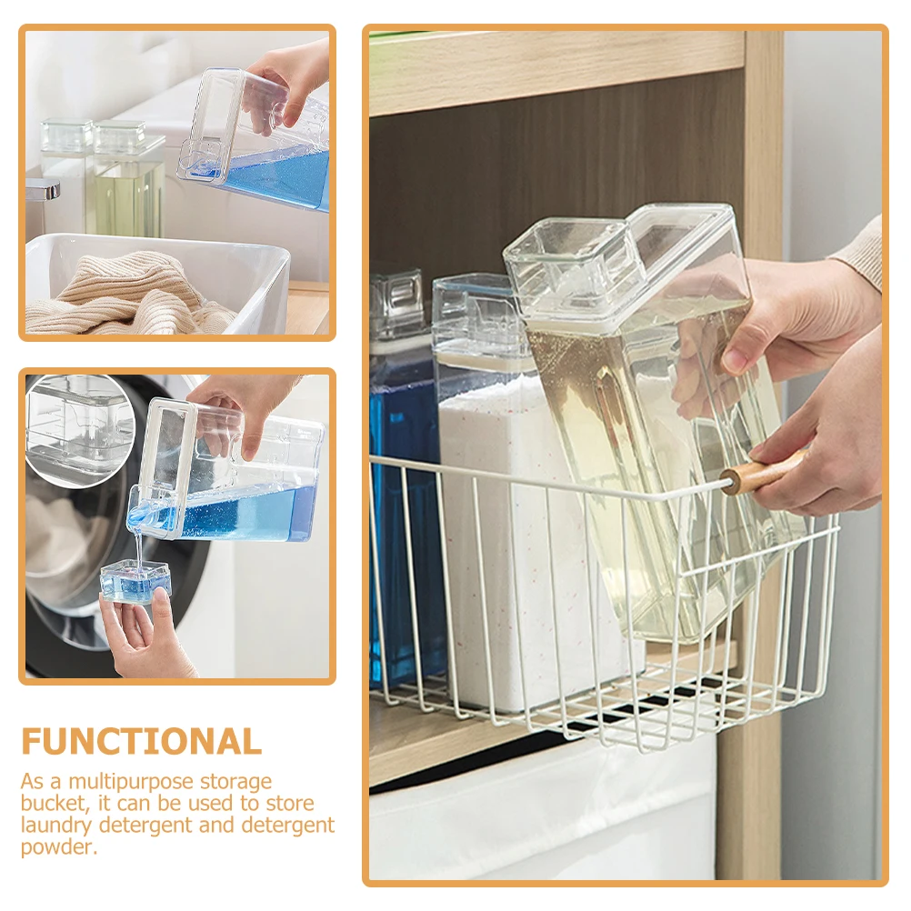 

2Pcs Laundry Detergent Storage Box Transparent Large Capacity Refillable Bottles Portable Soap Liquid Container