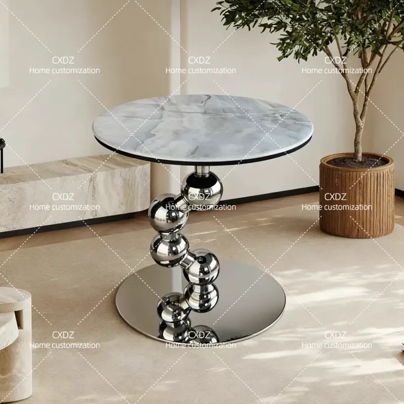 Sofa side rock slab light luxury small coffee table marble living room corner few simple balcony movable small round table