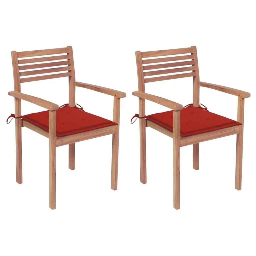 

Teak Wood Garden Chair Set of 2 with Comfortable Polyester Fabric Teak Brown Outdoor Seating